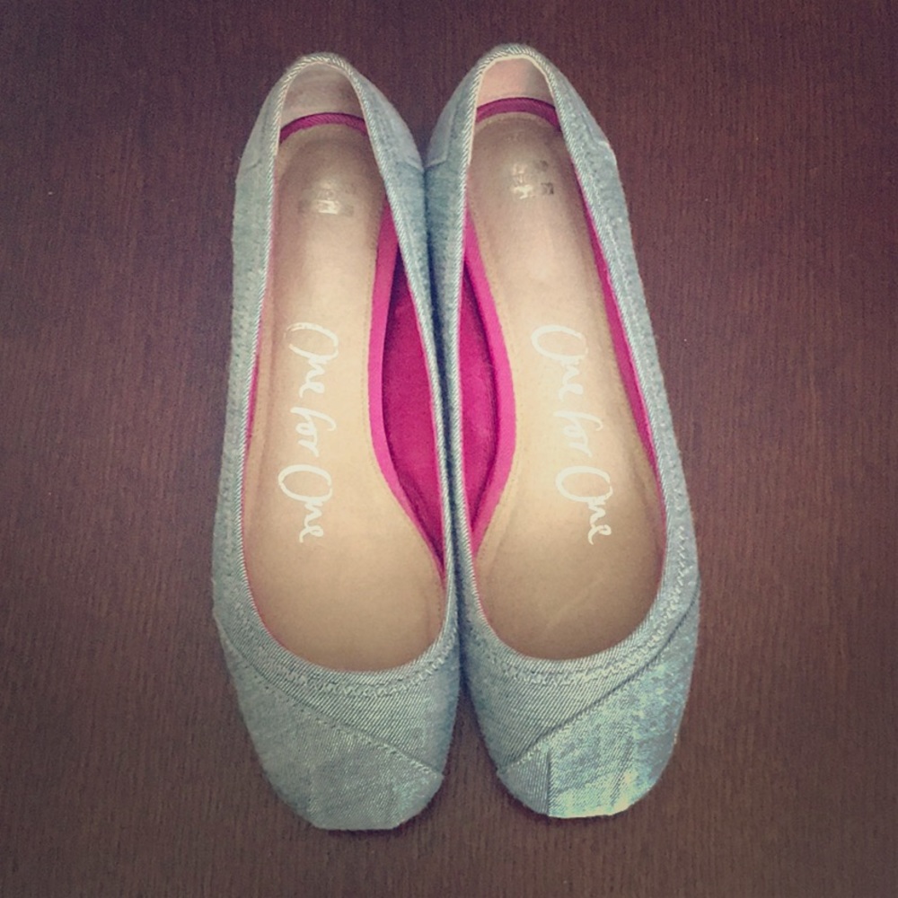 Chambray ballet flats. Worn once